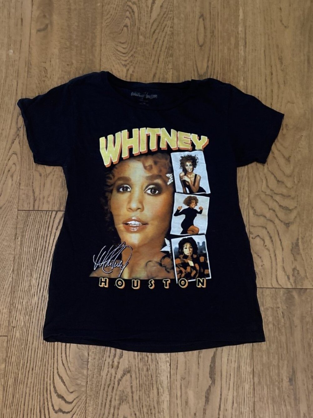 Whitney Houston Rap Style 90s Inspired Graphic Tee Black Yellow Women's Size 3X